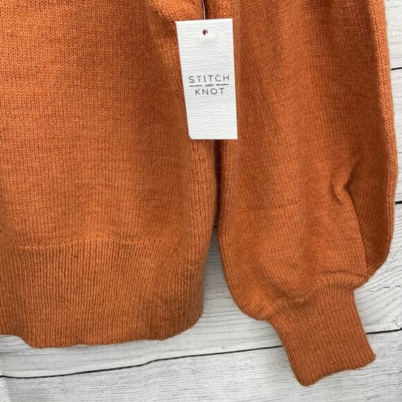 NEW! Stitch and Knot | Soft Orange Balloon Sleeve Ruffle Collar Neck Sweater M - Picture 4 of 11